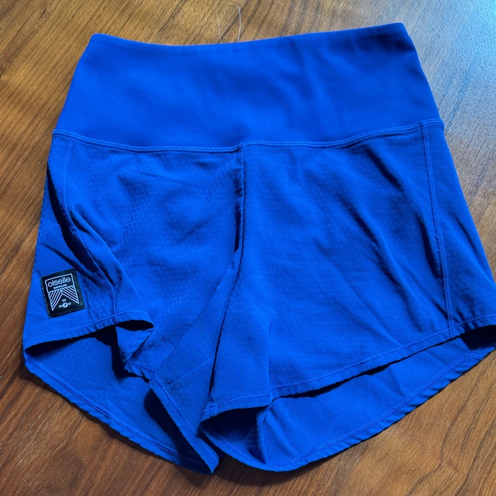 oiselle Royal Blue Athletic Shorts with Built-In Liner